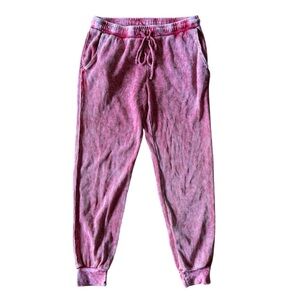 Michael Stars Berkley Jogger Pants Acid Wash Thermal Red Medium Elastic Waist